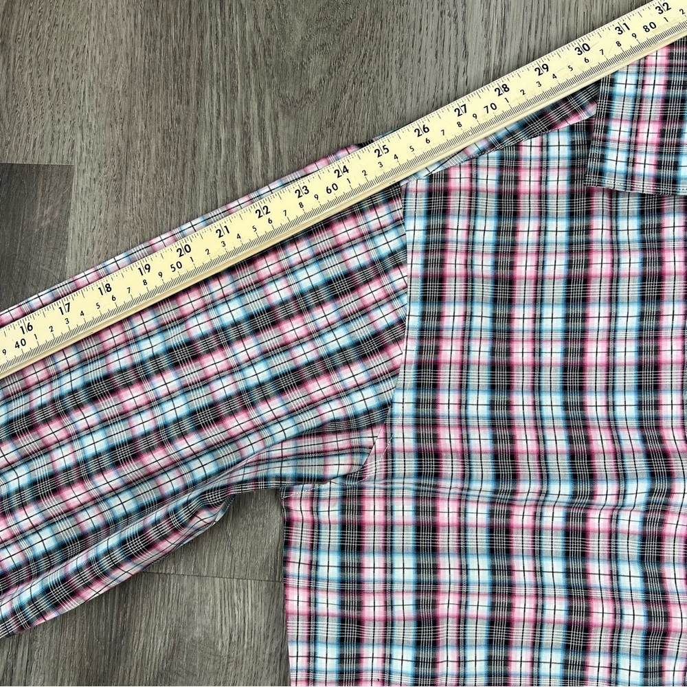 Robert Graham Mens M Plaid Pink Blue Long Sleeve Button Up Dress Shirt Flip Cuff - Picture 9 of 9